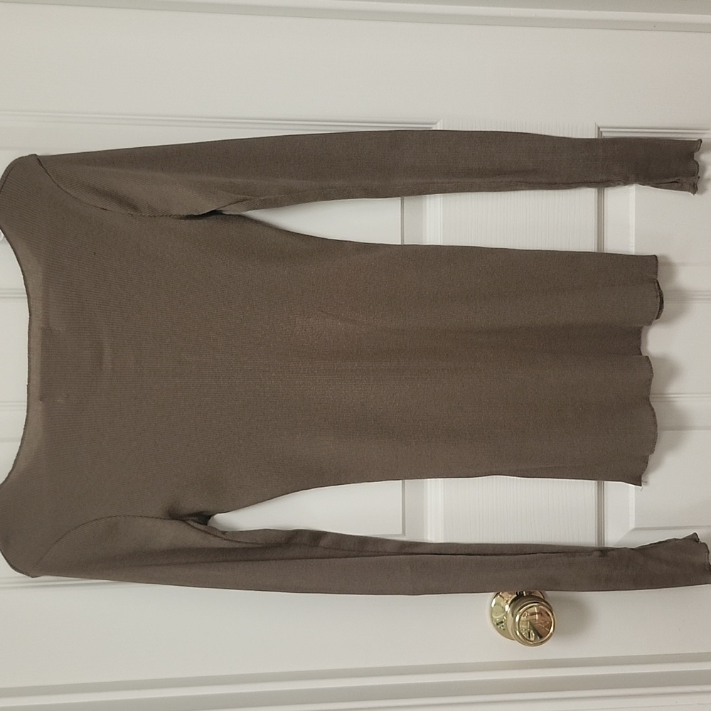 Green Ribbed Form Fitting Mini Dress or Long Top - Picture 5 of 5